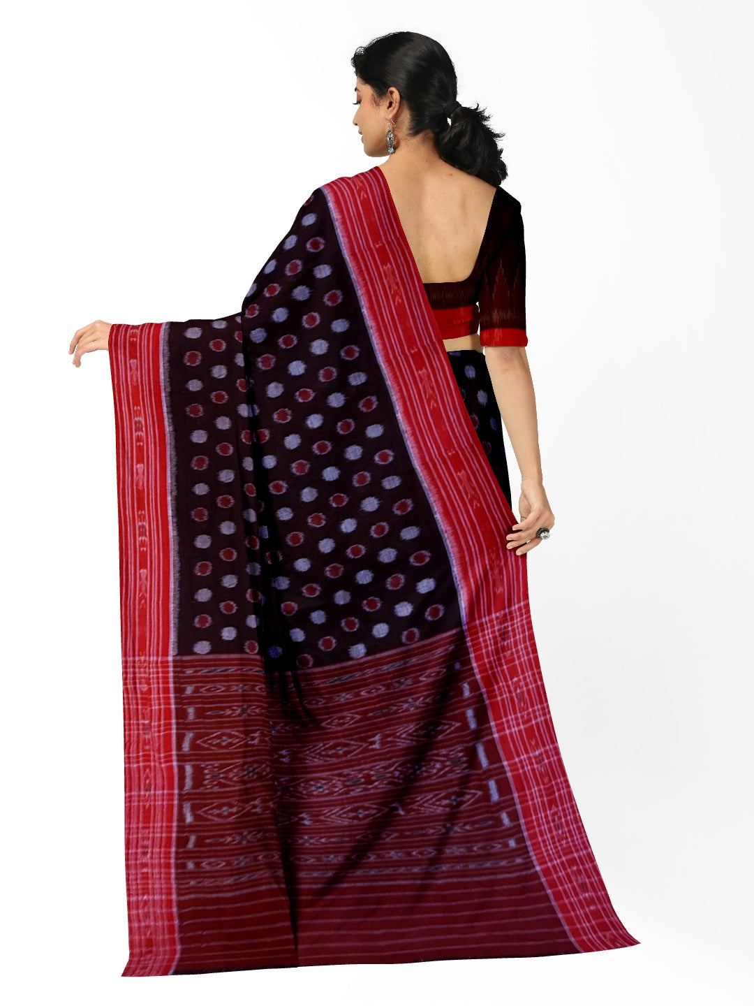 Black Cotton Odisha Ikat saree with mix match blouse piece