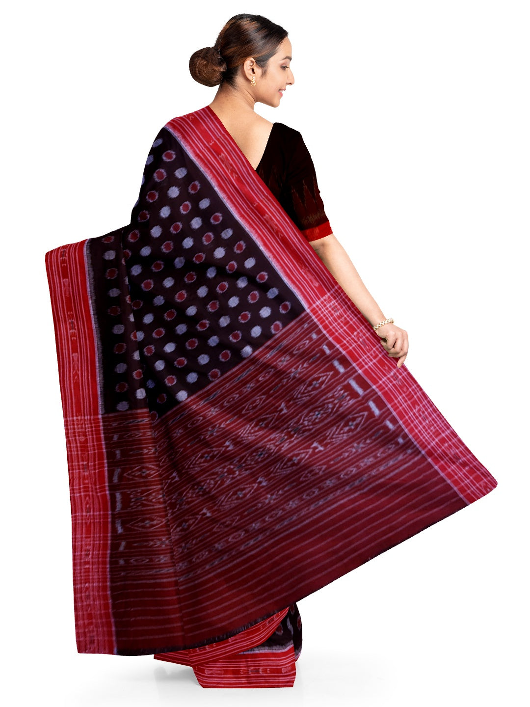 Black Cotton Odisha Ikat saree with mix match blouse piece