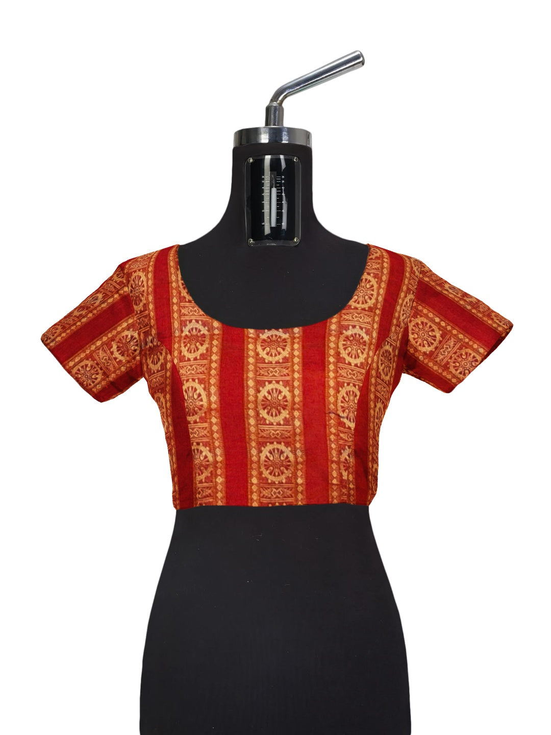 Red Yellow Cotton Odisha Ikat saree with mix match cotton ikat blouse