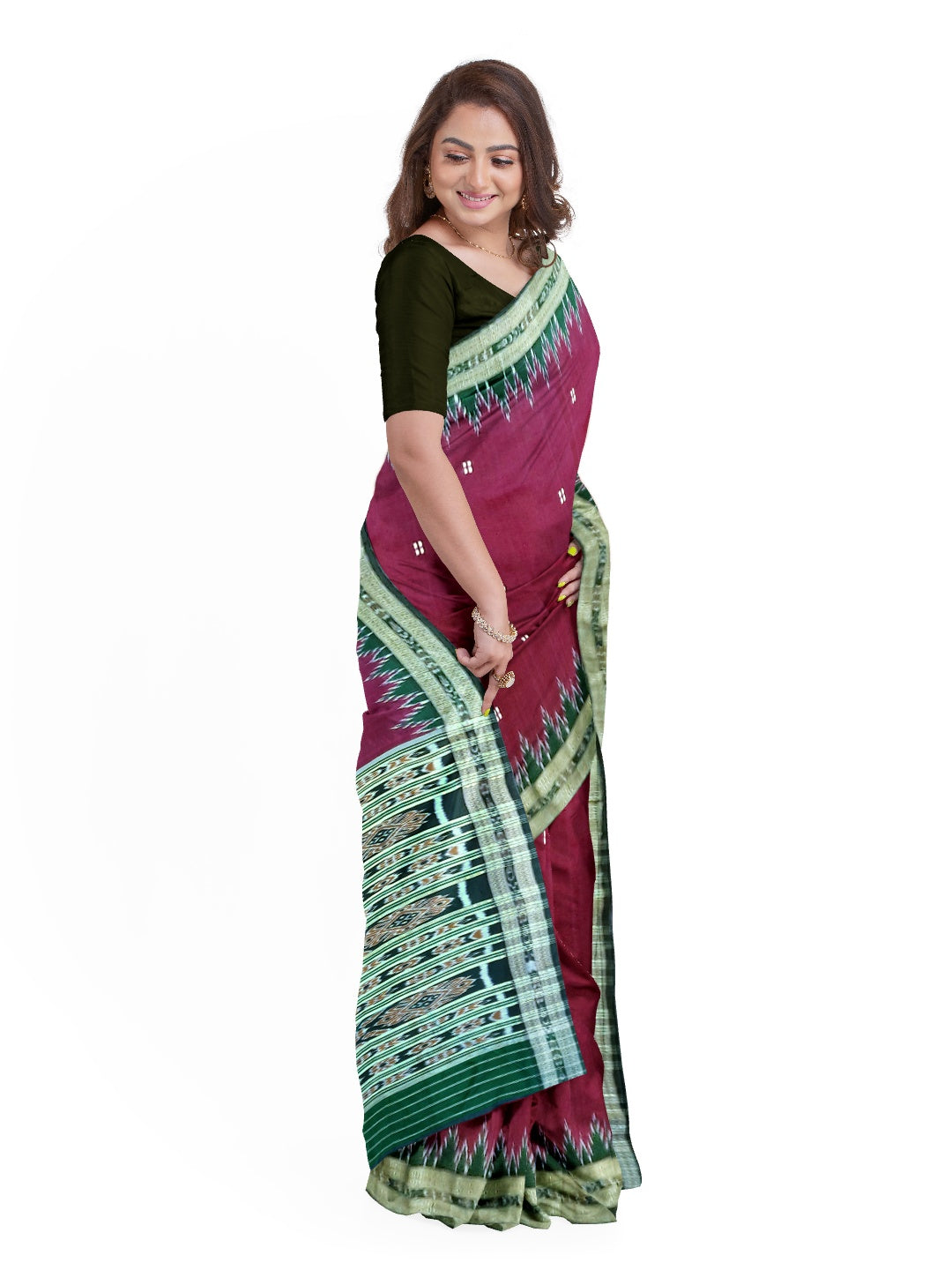 Purple and Green Odisha Khandua Pata Silk Saree