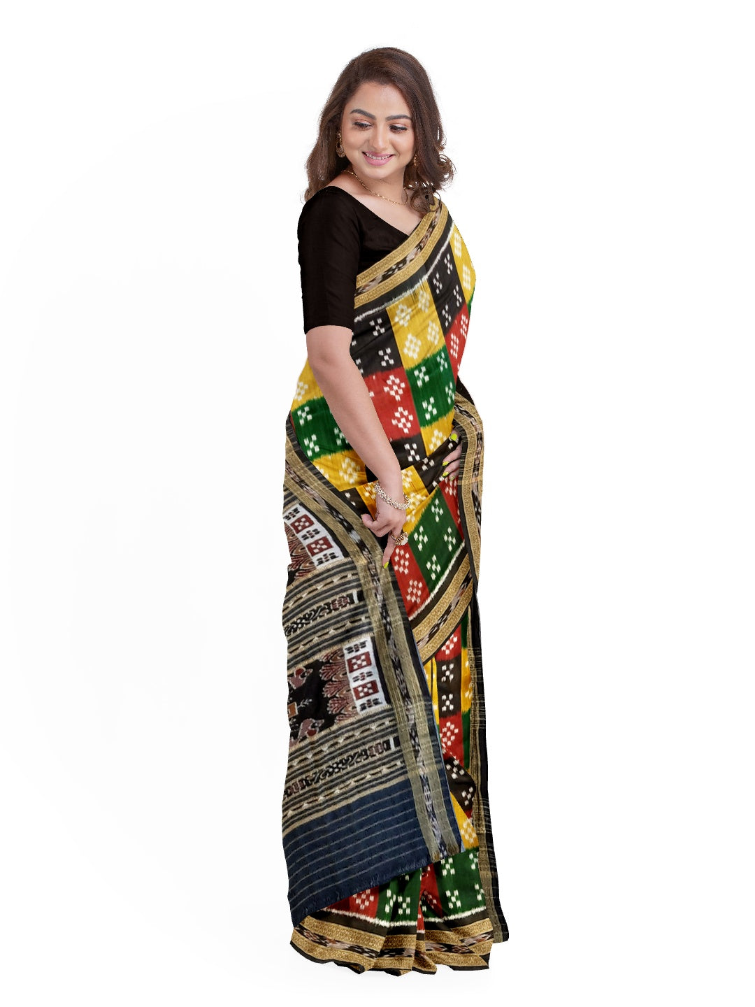 Multi coloured body Pasapalli Odisha Khandua Pata Silk Saree