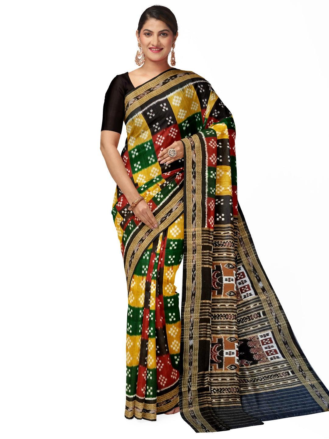 Multi coloured body Pasapalli Odisha Khandua Pata Silk Saree
