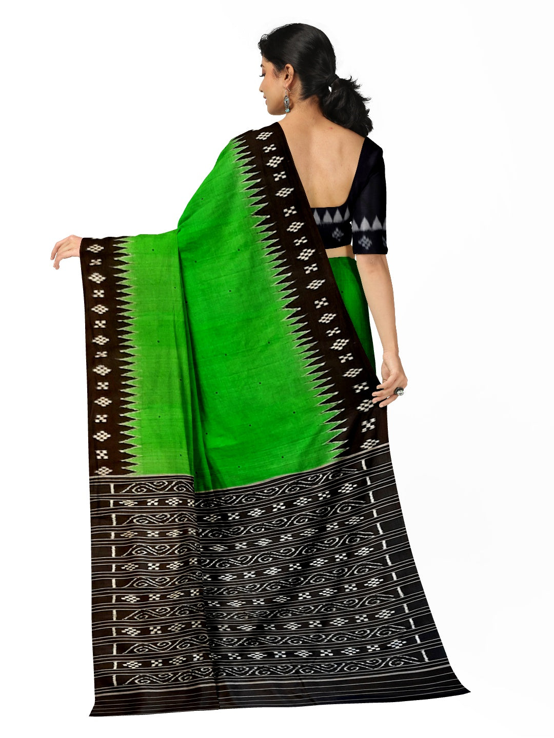 LightGreen Odisha Ikat Mulberry Silk Saree with running blouse piece -  Crafts Collection