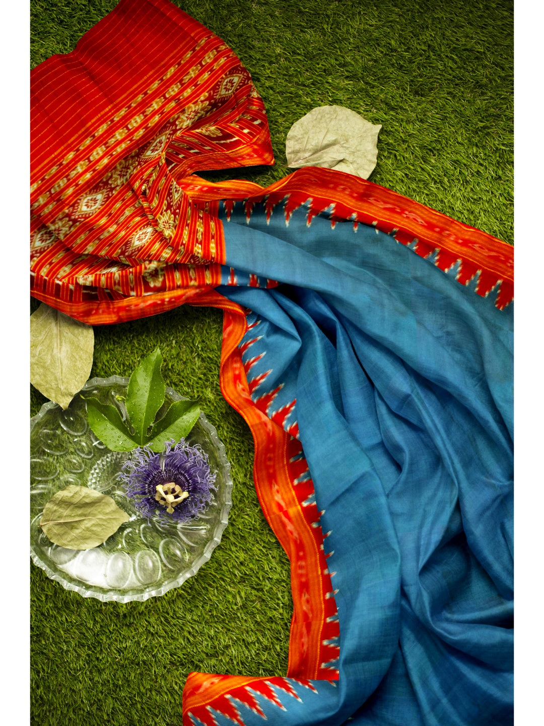 Blue with Red Odisha Khandua Silk Pata Saree