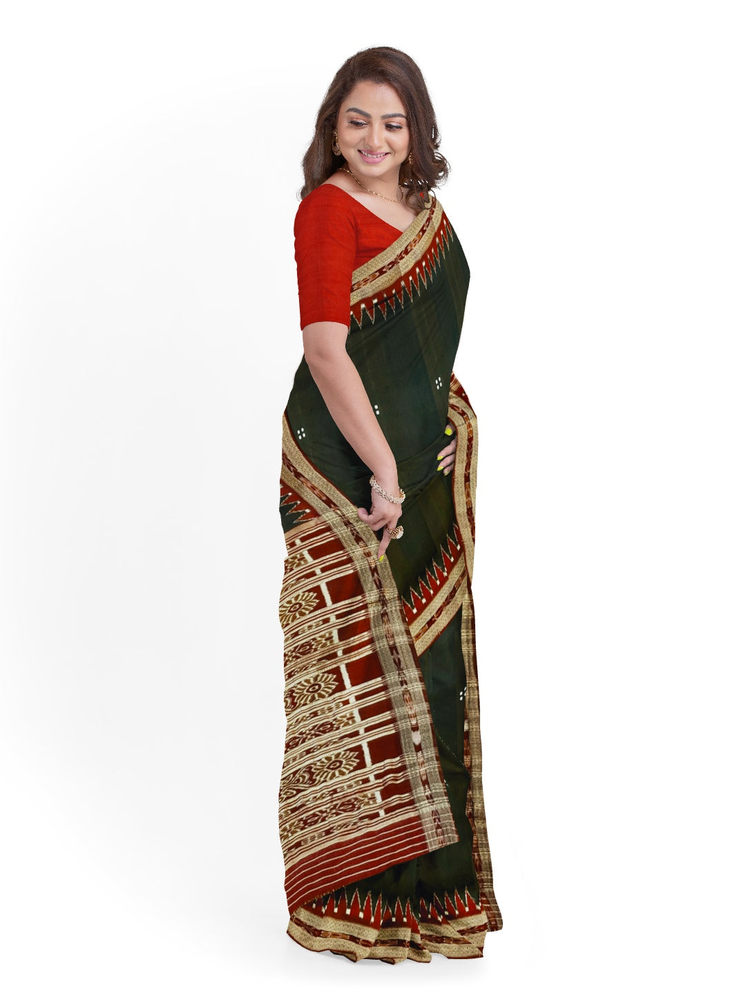Black and Maroon Odisha Khandua Pata Silk Saree