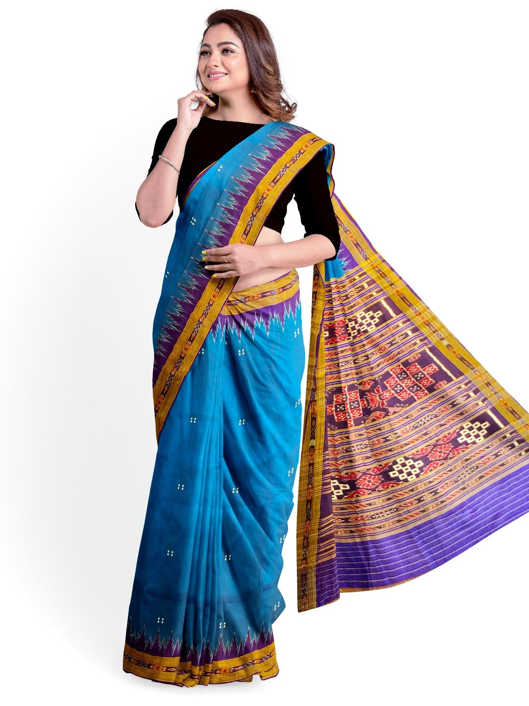 Blue Odisha Khandua Pata Silk Saree