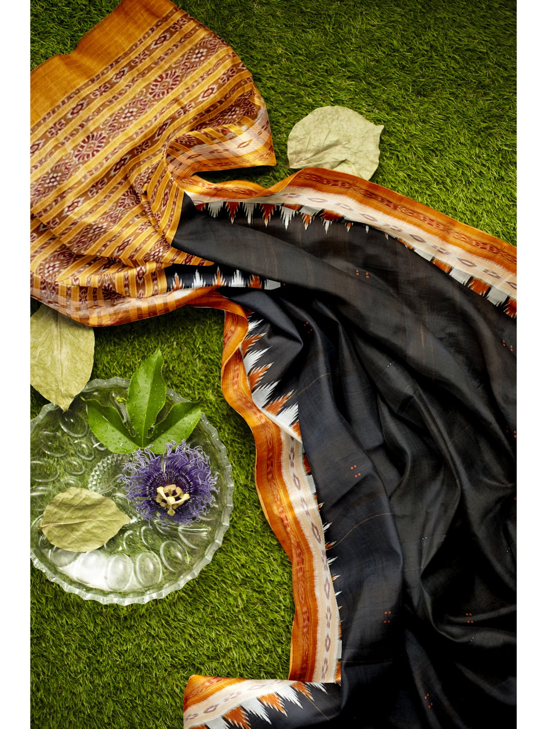Black double border Odisha Khandua Pata Silk Saree