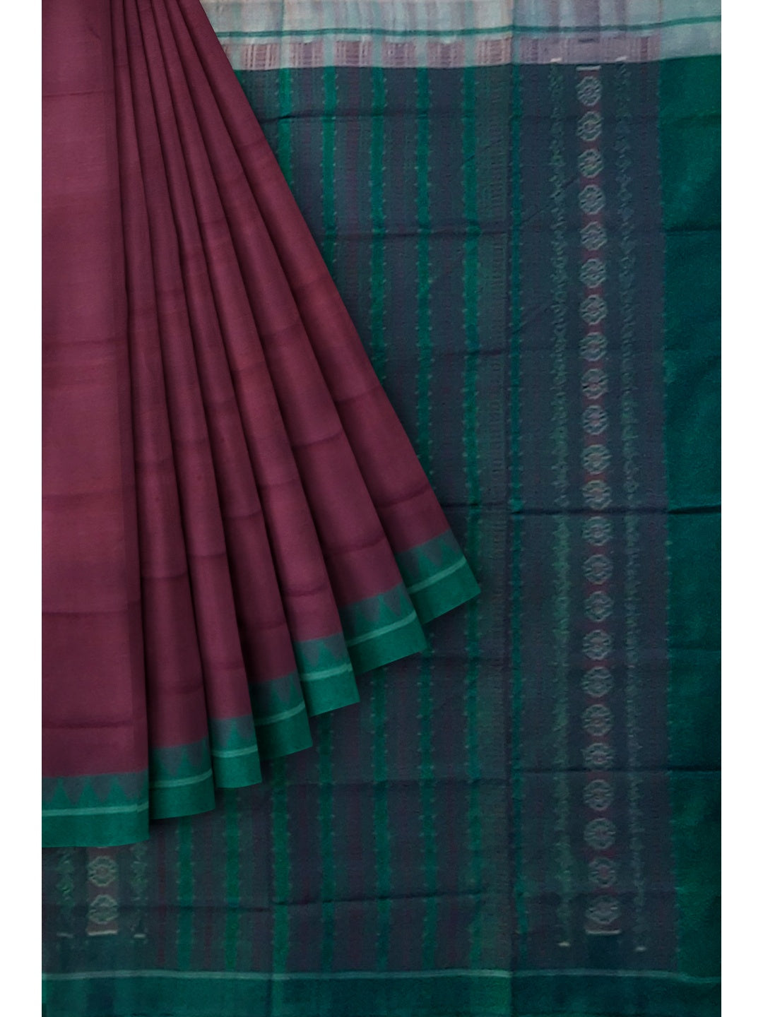 Chocolate brown Phodo Kumbha Gangajamuna Border Tussar Silk Saree with running blouse piece