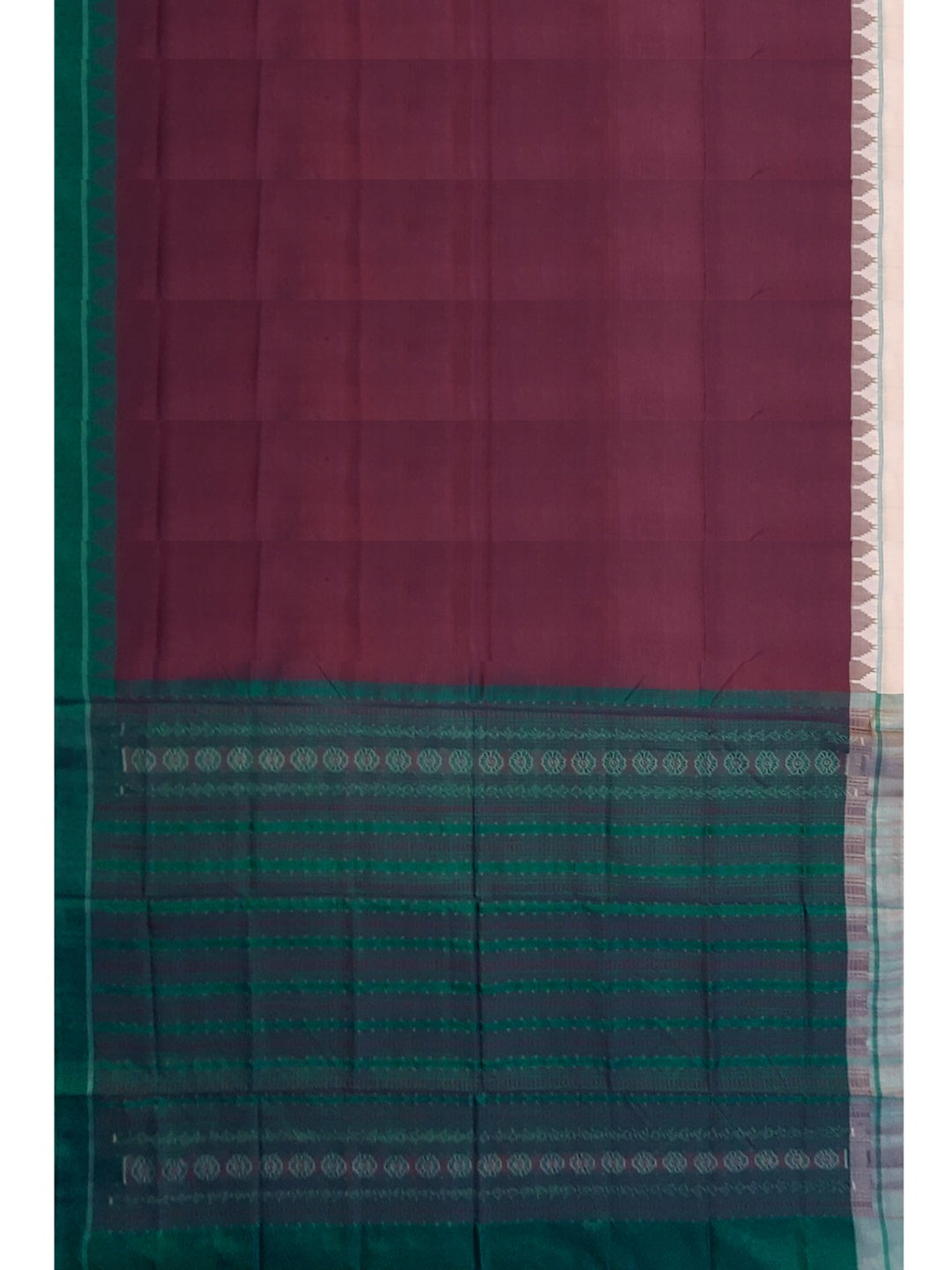 Chocolate brown Phodo Kumbha Gangajamuna Border Tussar Silk Saree with running blouse piece