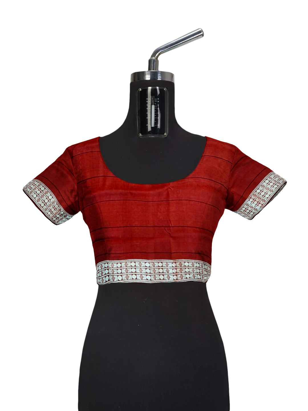 Maroon Checkered Berhampuri Patta Silk Saree with Double Anchal running blouse piece