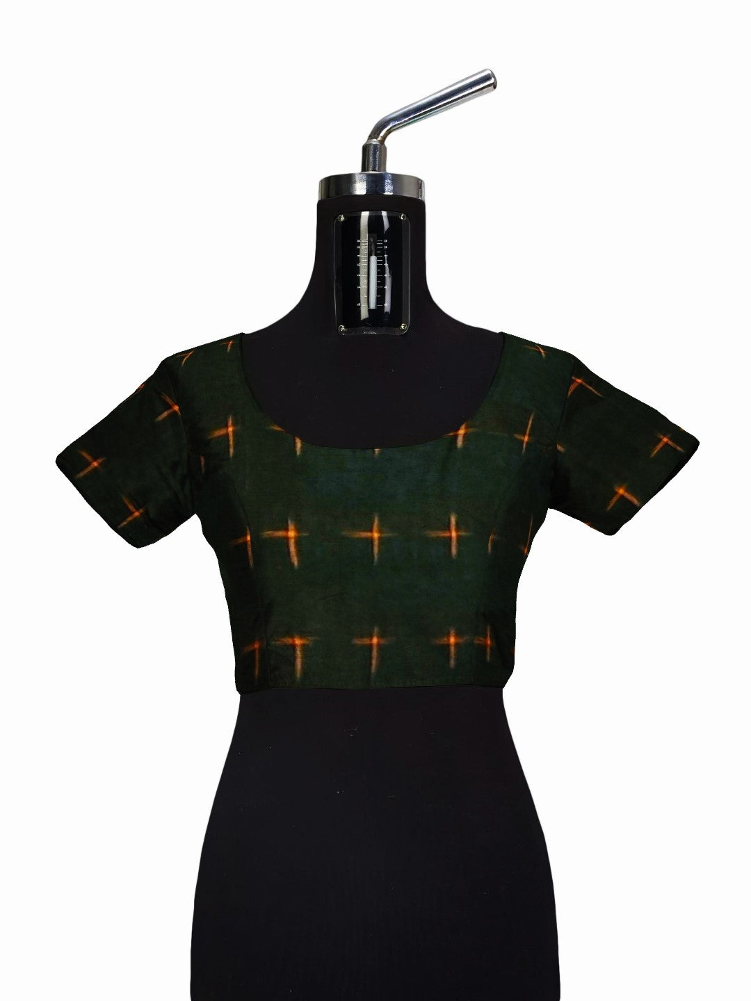 Beige with Orange Tussar Silk Odisha Ikat Saree with cotton ikat blouse piece