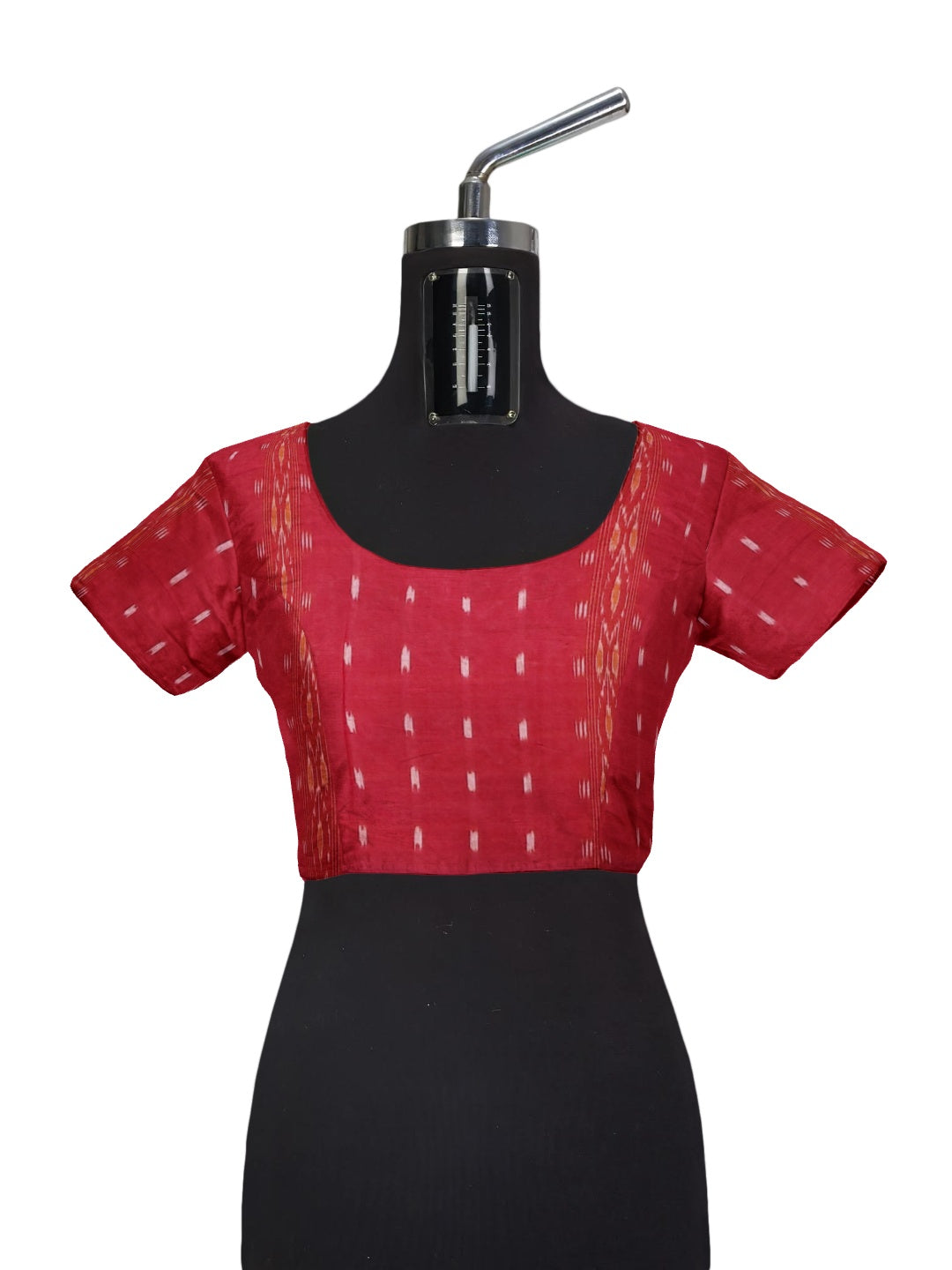 Golden with Red Odisha Khandua Pata Silk Saree paired with cotton ikat blouse piece