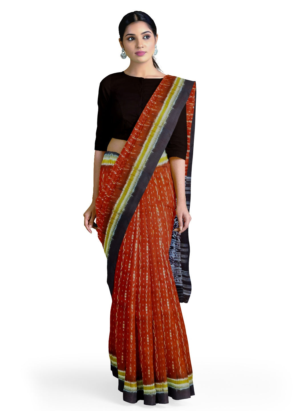 Maroon Odisha Khandua Pata Silk Saree with running blouse piece