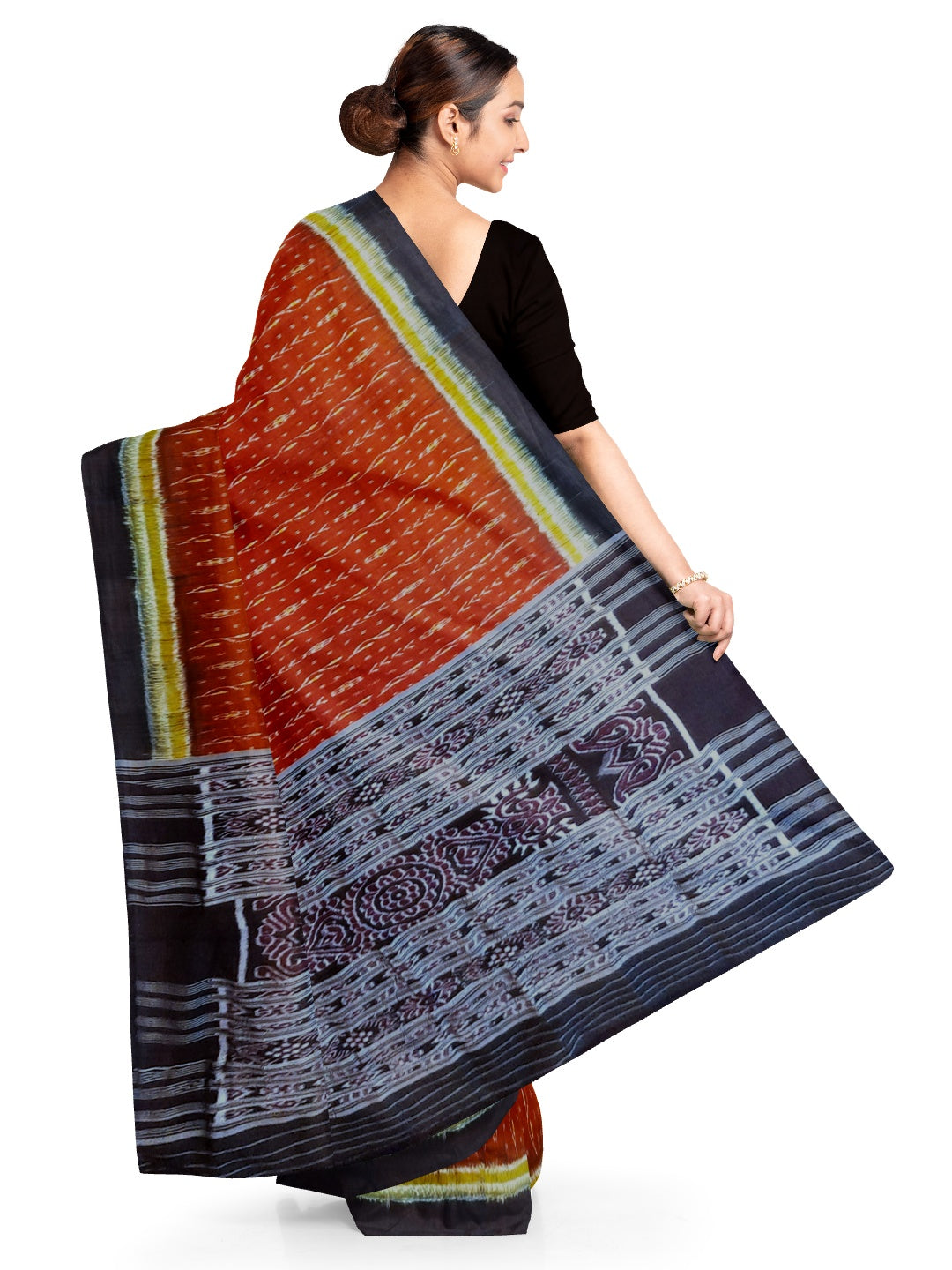 Maroon Odisha Khandua Pata Silk Saree with running blouse piece