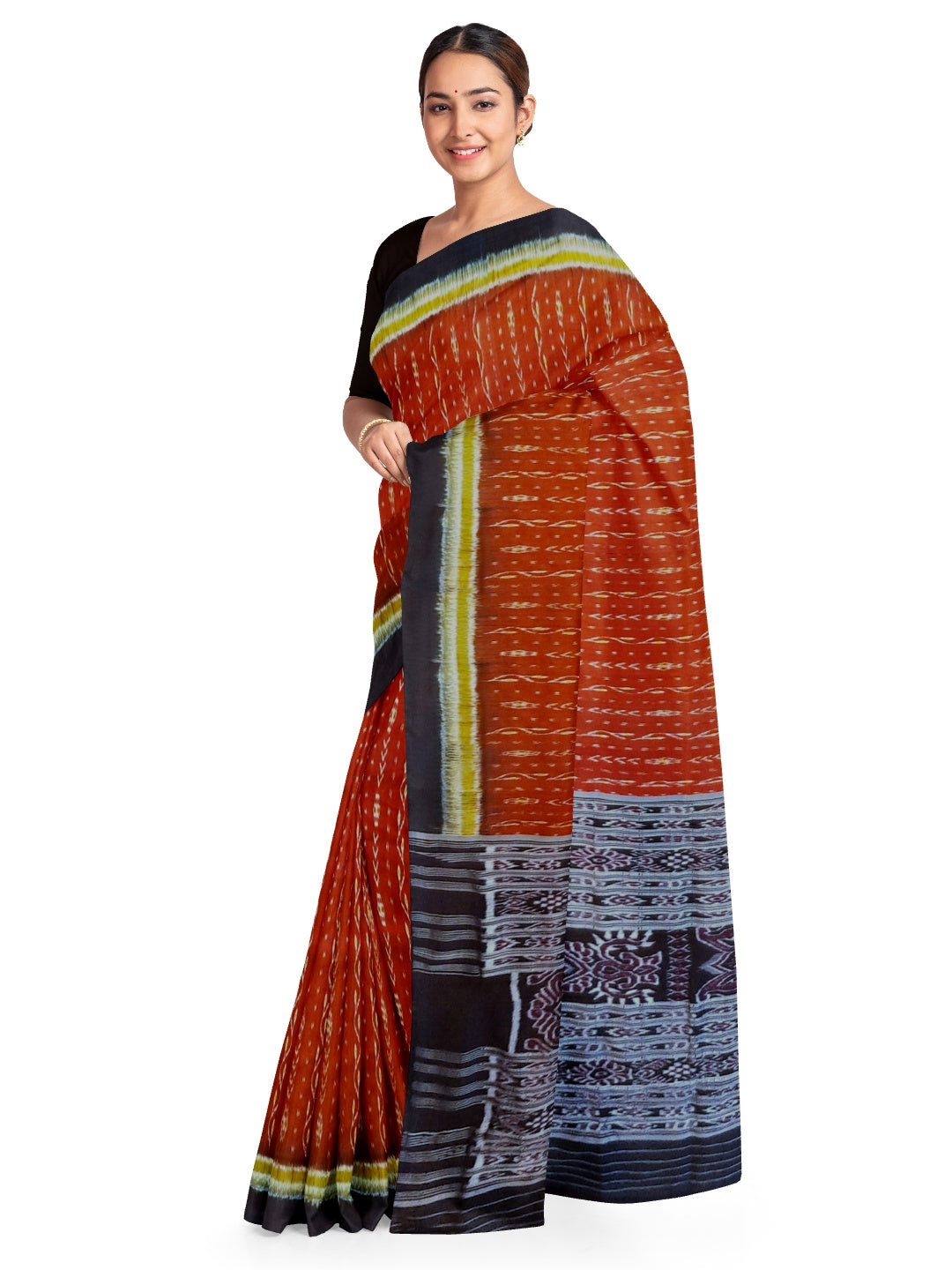 Maroon Odisha Khandua Pata Silk Saree with running blouse piece