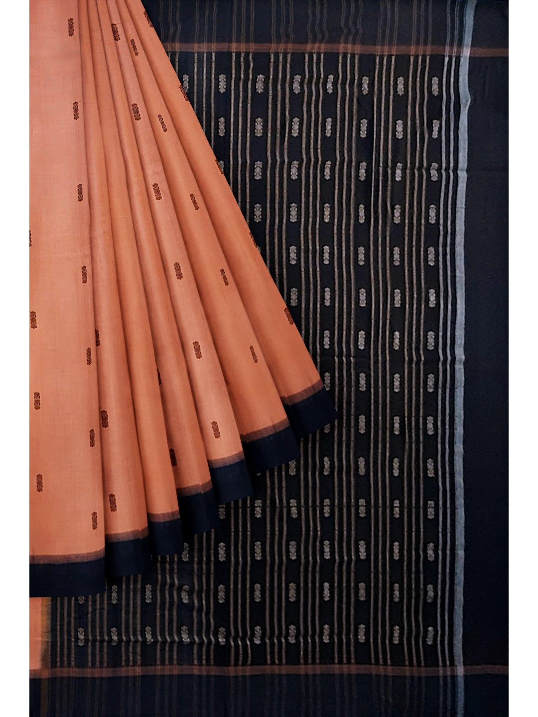 Peach colour Sambalpuri Cotton Saree with running blouse piece