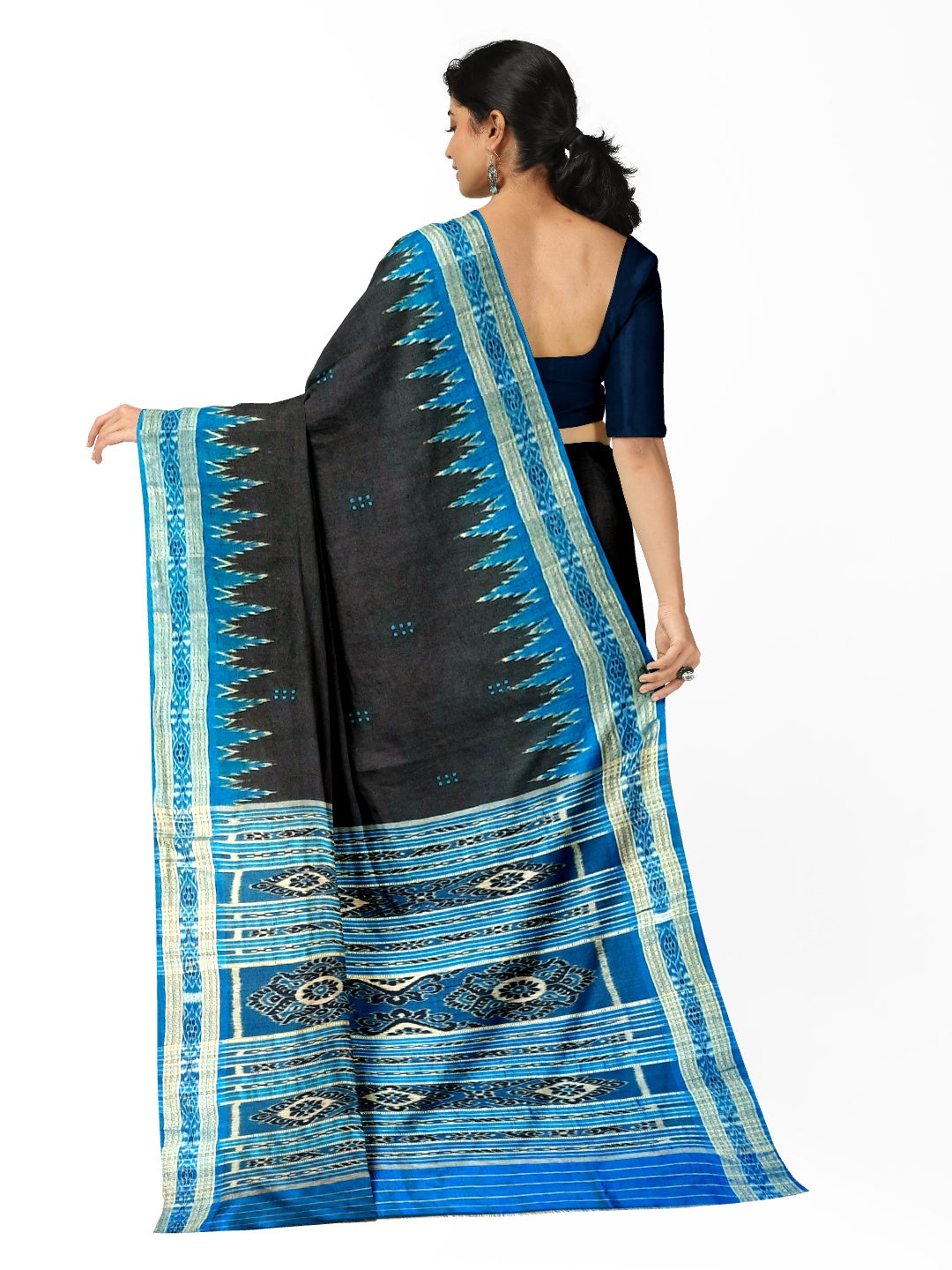 Black and Blue Odisha Khandua Silk Saree