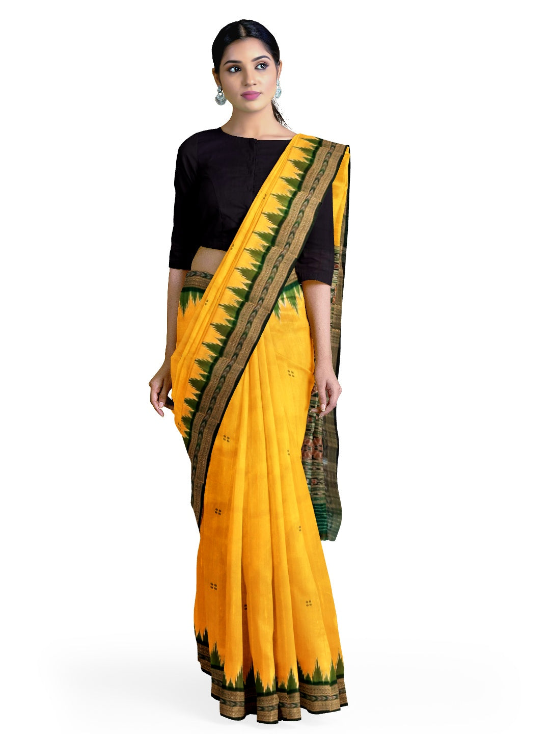 Yellow and Green Odisha Khandua Silk Saree