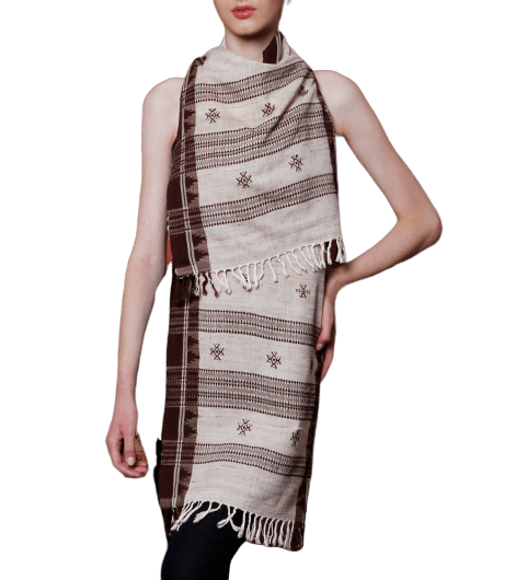 CraftsCollection.in - Off-White & Black Odisha Handloom Kotpad Stole
