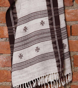CraftsCollection.in - Off-White & Black Odisha Handloom Kotpad Stole