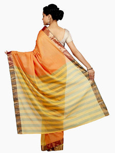 CraftsCollection.in - Orange Multicolour Soft Silk Saree