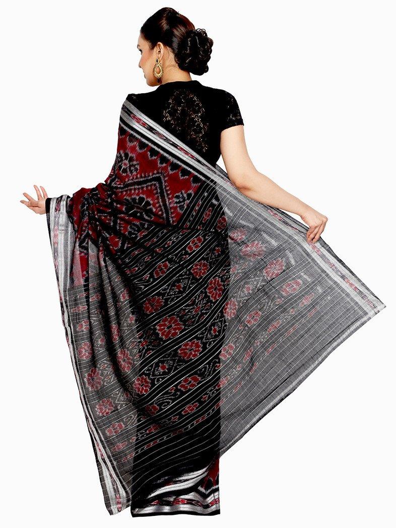 CraftsCollection.in - Black Odisha Handloom Sambalpuri Bandha Saree