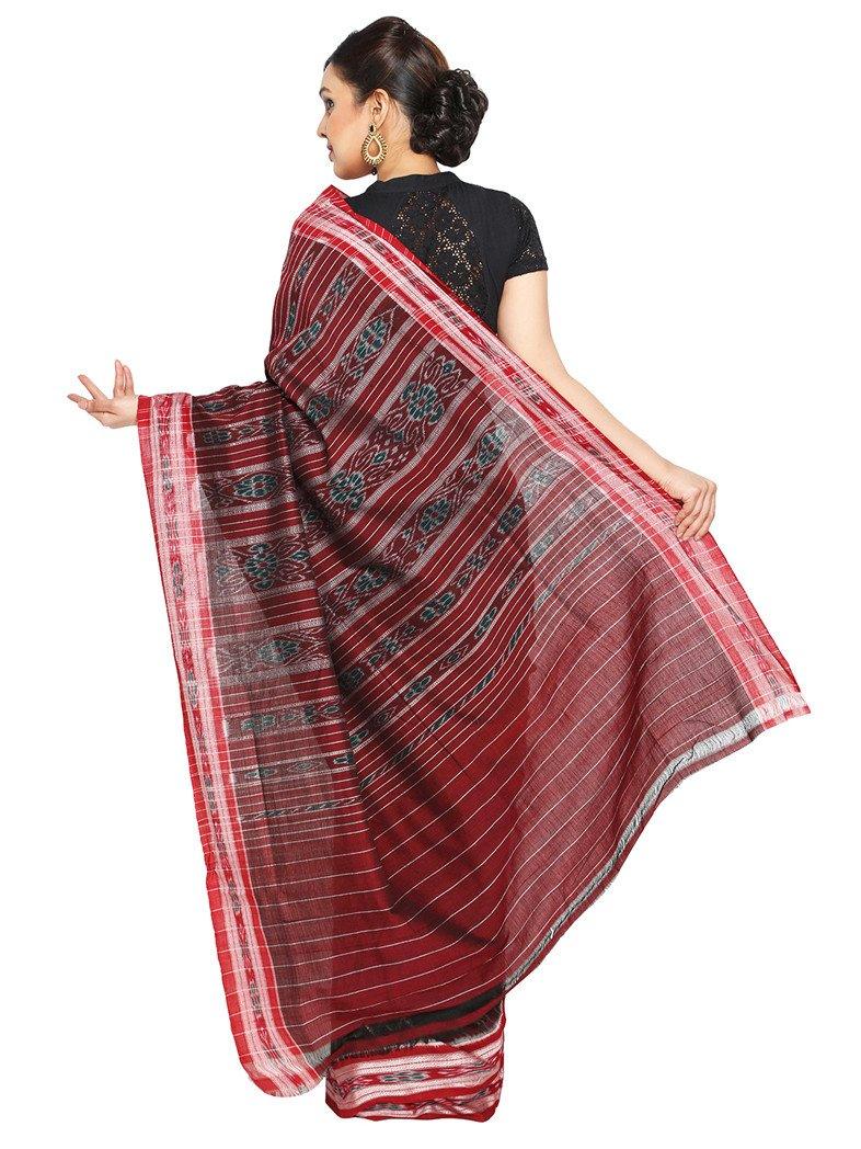 CraftsCollection.in - Grey Odisha Handloom Sambalpuri Bandha Saree