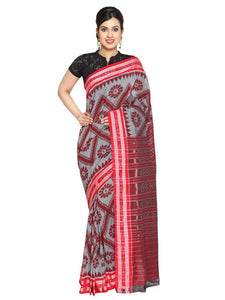 CraftsCollection.in - Grey Odisha Handloom Sambalpuri Bandha Saree