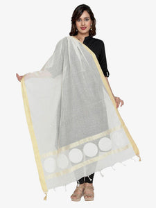 CraftsCollection.in - Cotton Dupatta with Woven Motifs
