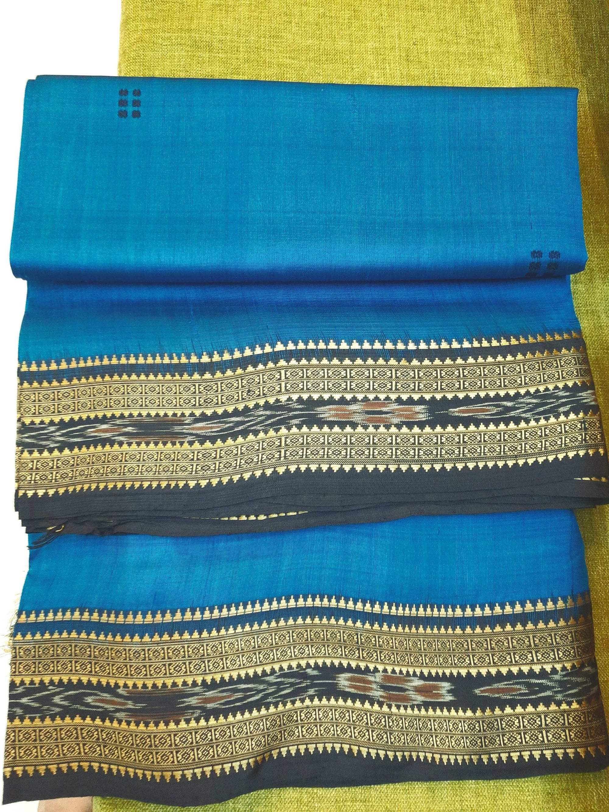 Blue and Black Khandua Silk Saree