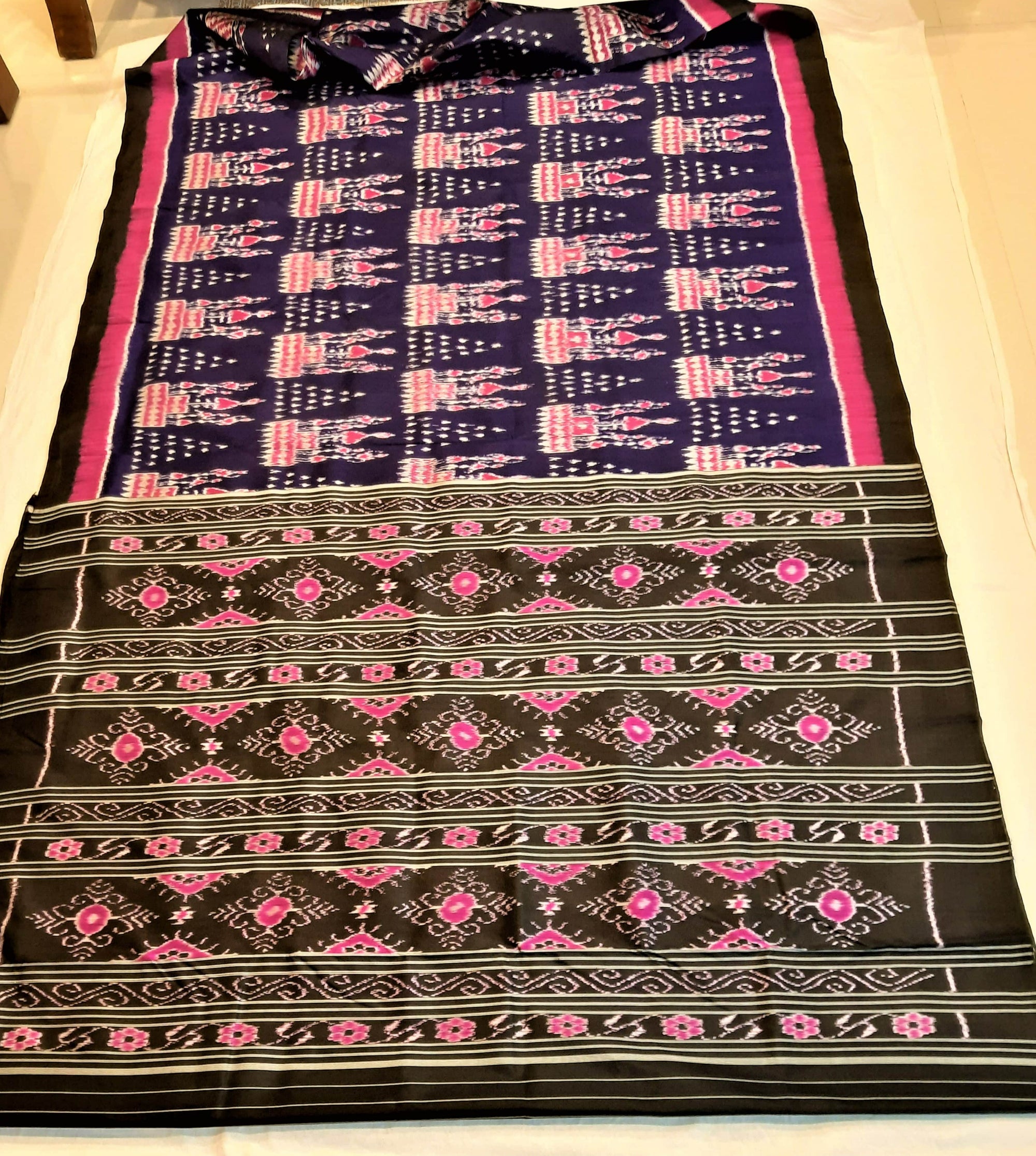 Purple Odisha Ikat Mulberry Silk Saree with running blouse piece