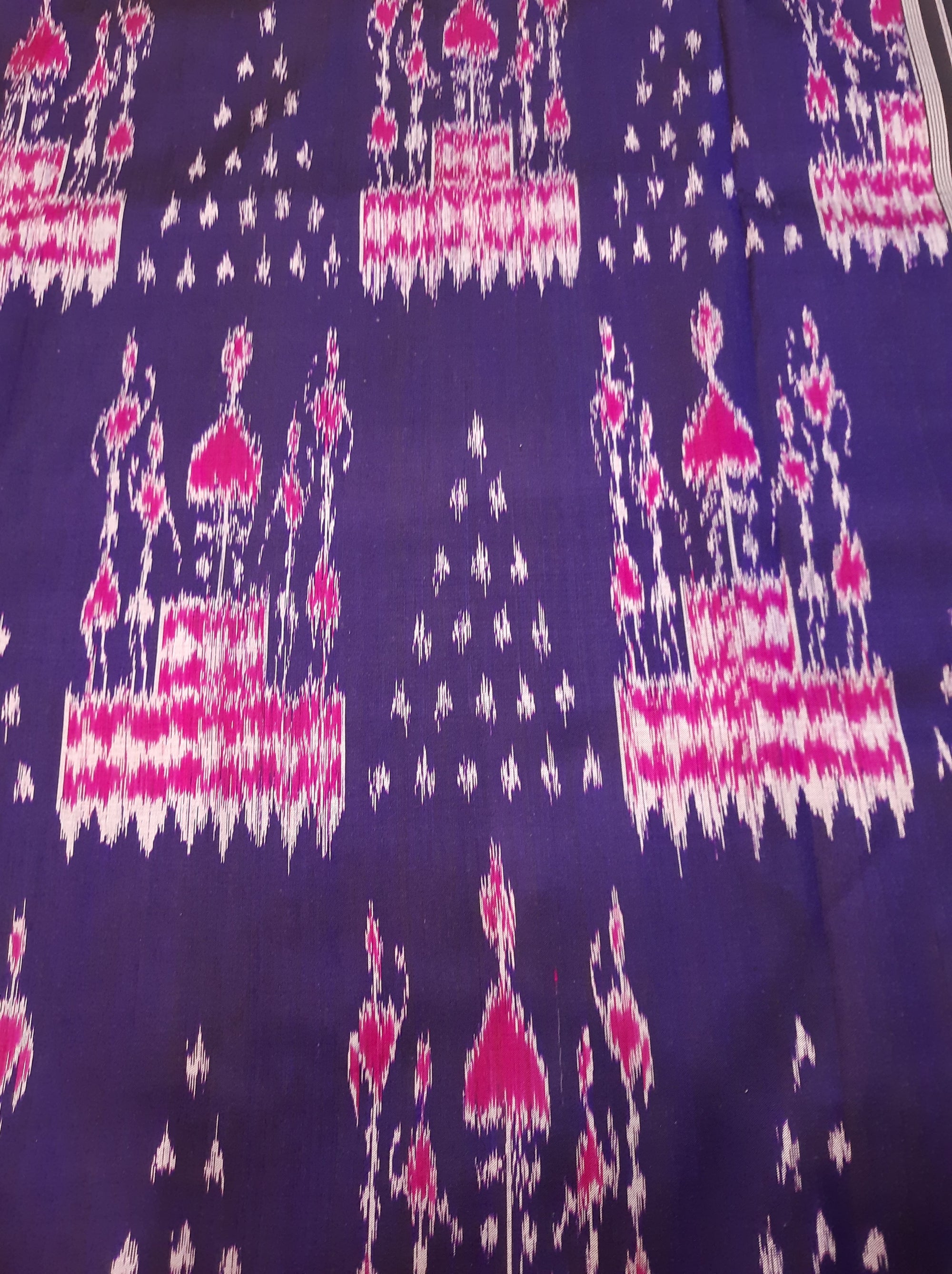 Purple Odisha Ikat Mulberry Silk Saree with running blouse piece