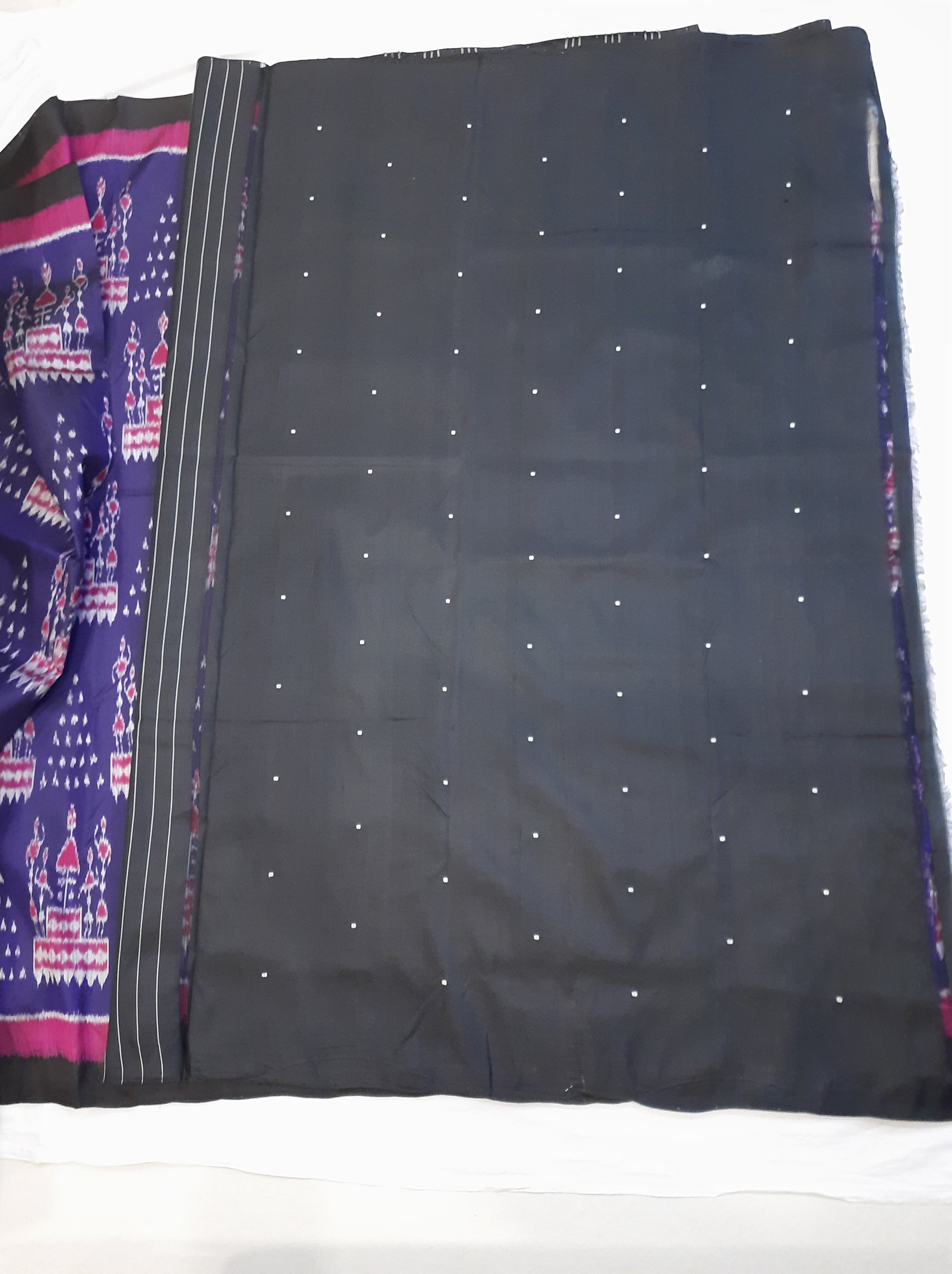 Purple Odisha Ikat Mulberry Silk Saree with running blouse piece