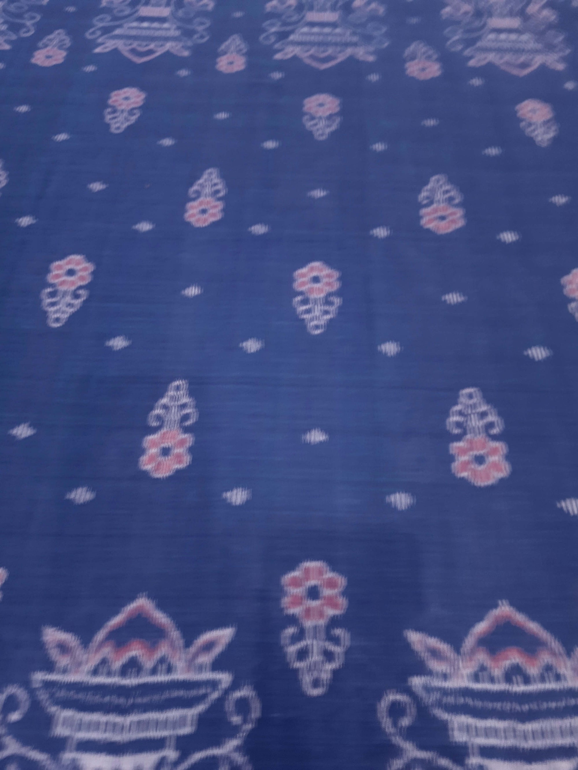 Blue and Black cotton Sambalpuri Ikat Saree with matching Sambalpuri blouse piece