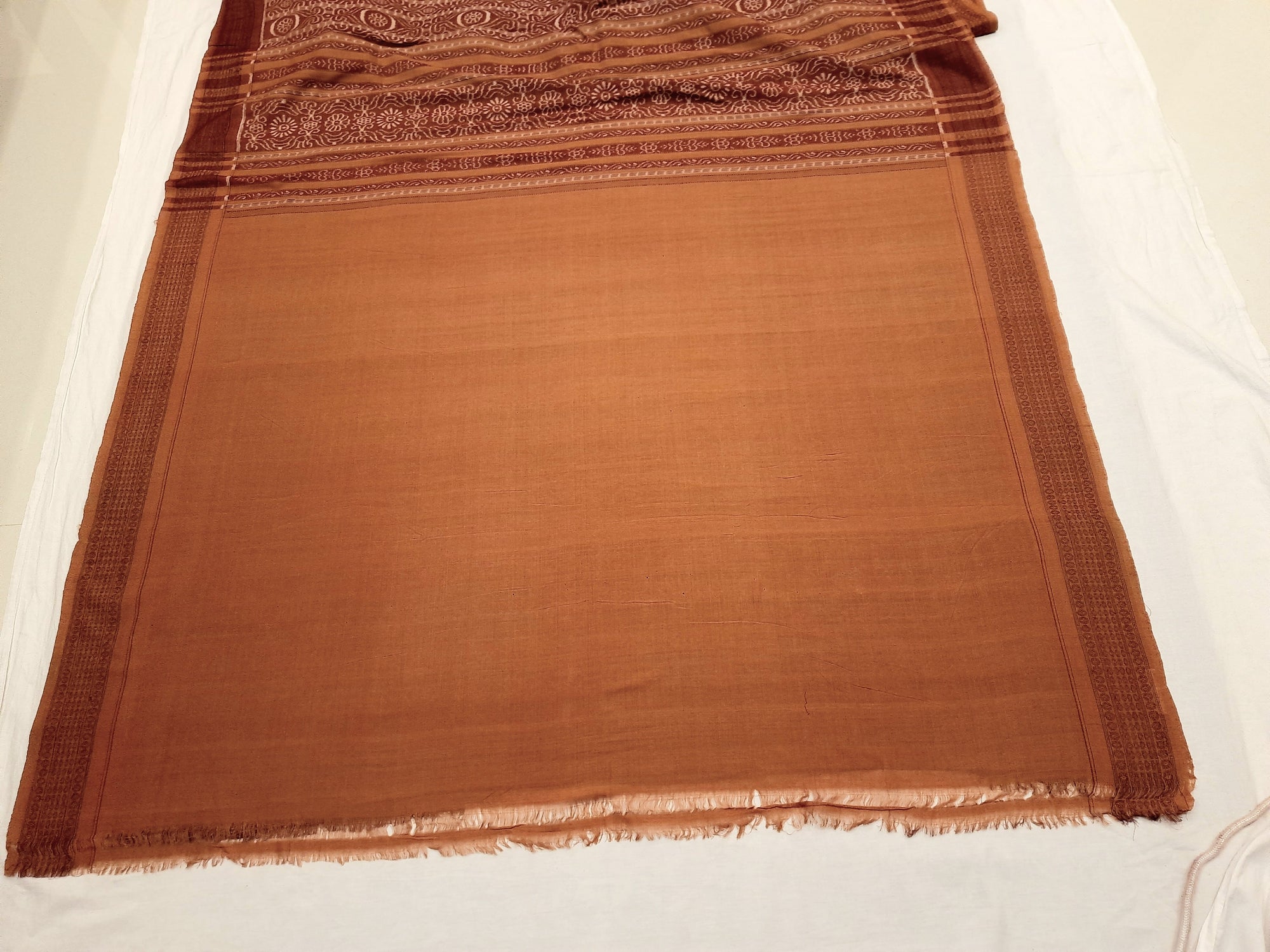 Brown and Rust Cotton Sambalpuri Bomkai  Saree with running contrast blouse piece