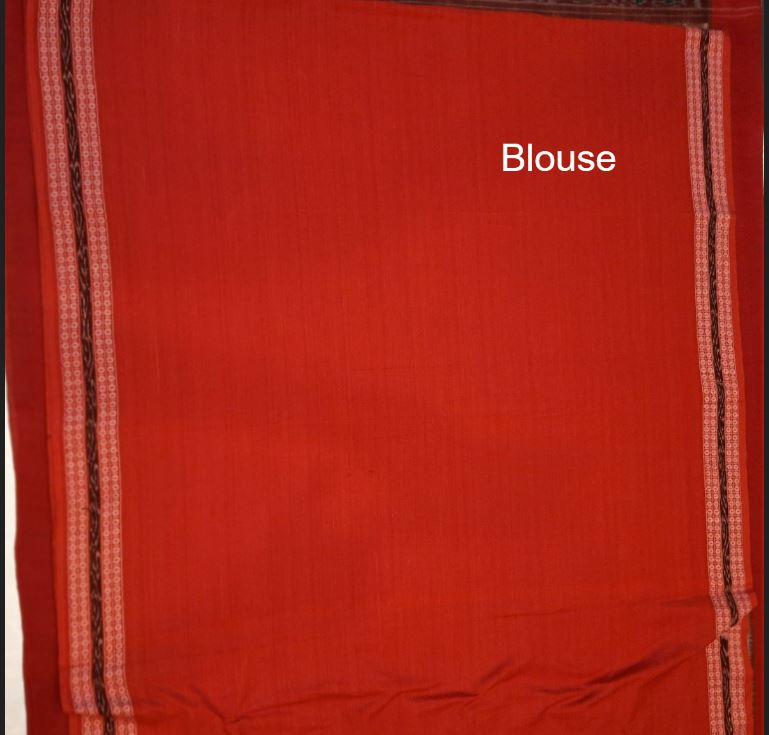 Nabarangi Cotton Odisha Ikat saree with cotton ikat blouse