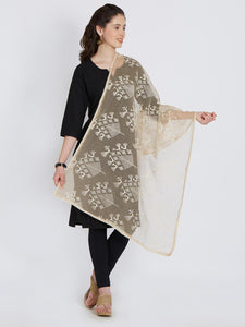 CraftsCollection.in - Beige Jute Dupatta with Tribal Motifs