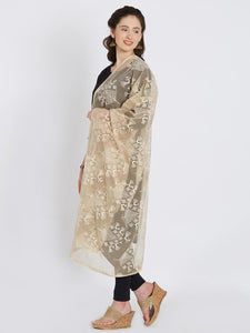 CraftsCollection.in - Beige Jute Dupatta with Tribal Motifs