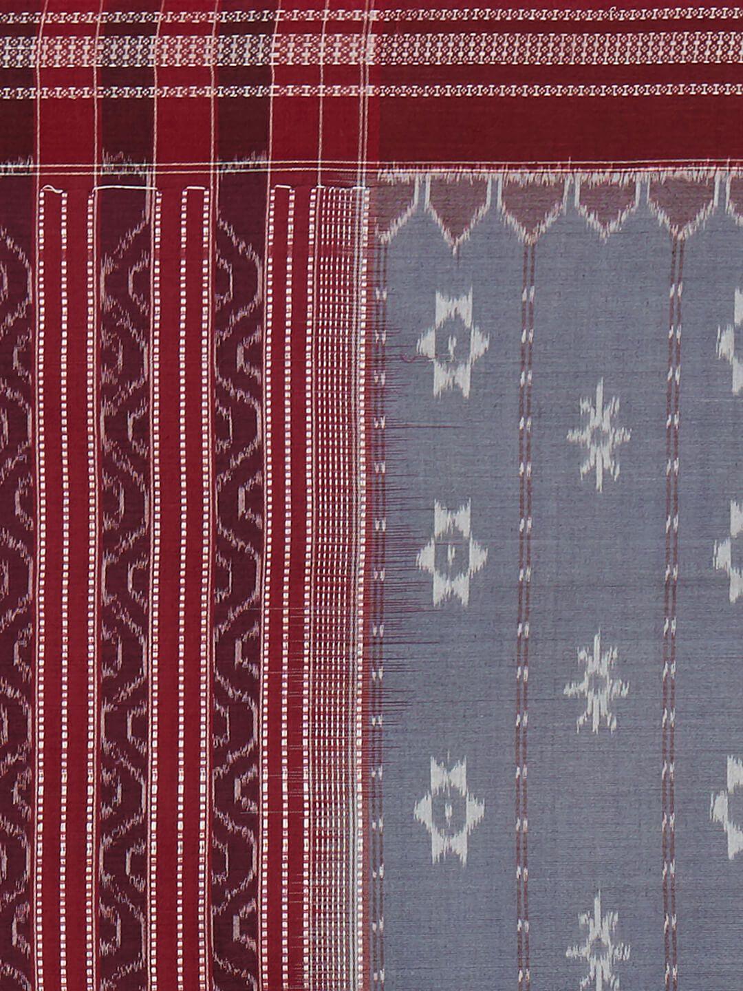 CraftsCollection.in - Grey Cotton Orissa Sambalpuri Ikat Dupatta