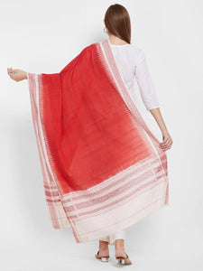 CraftsCollection.in -Red and White Sambalpuri Cotton Dupatta