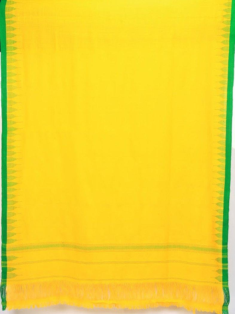 CraftsCollection.in - Woollen Yellow Dupatta with Woven Temple Border