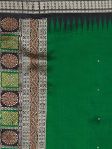 CraftsCollection.in - Green Bomkai Silk Dupatta