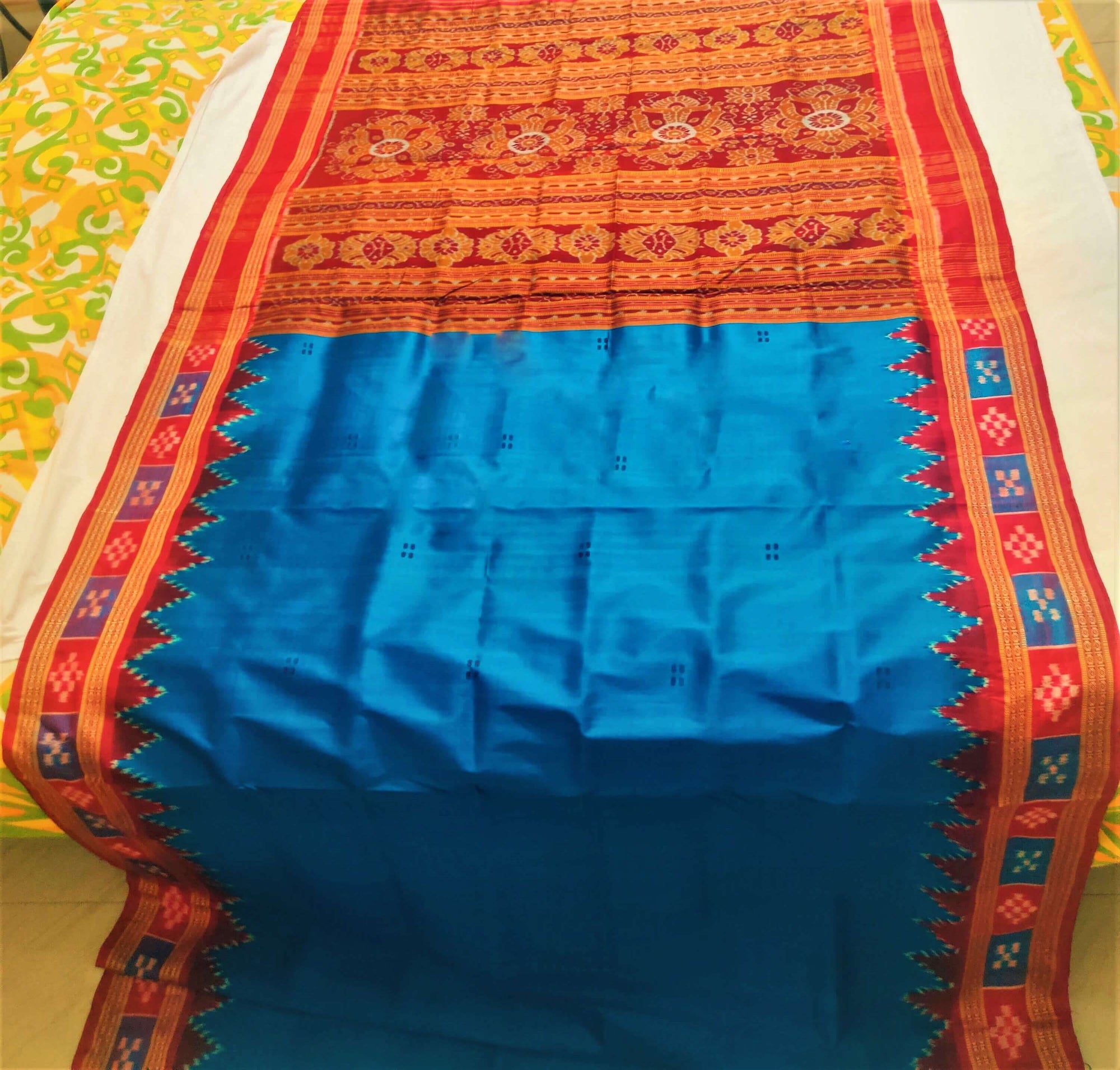 Blue Odisha Khandua Silk Saree with Pasapalli border