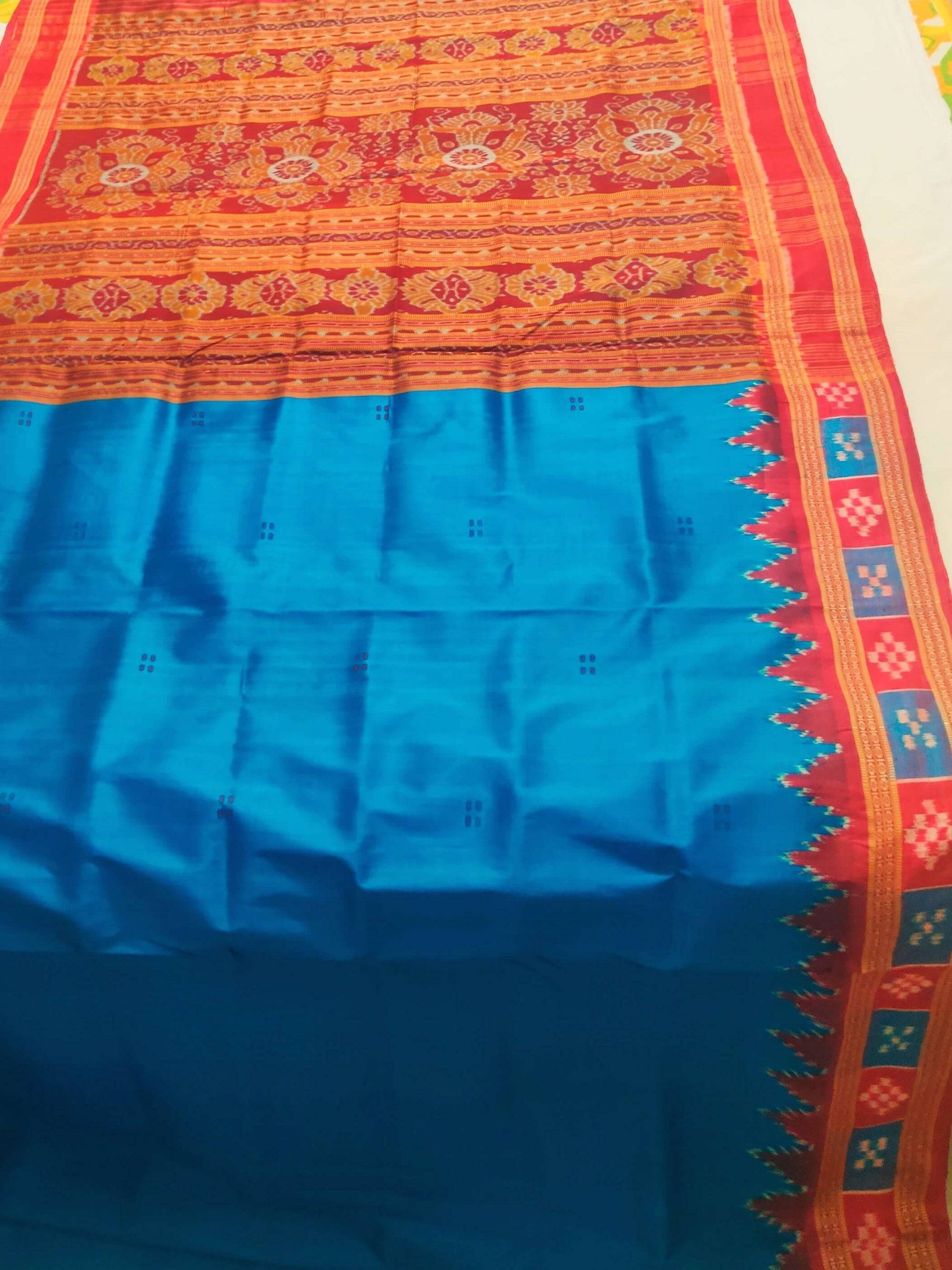 Blue Odisha Khandua Silk Saree with Pasapalli border