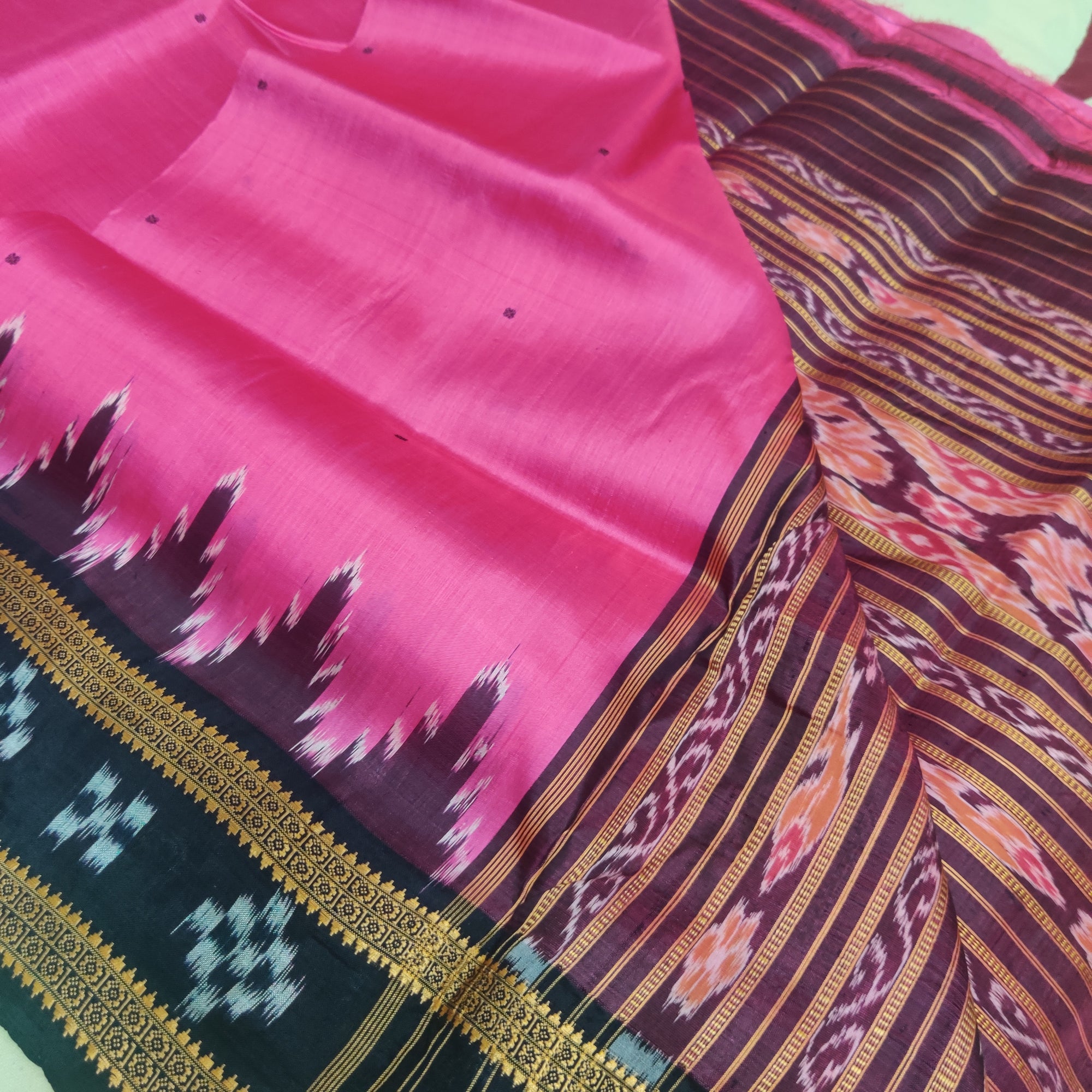Pink Odisha Khandua Sambalpuri Silk Saree