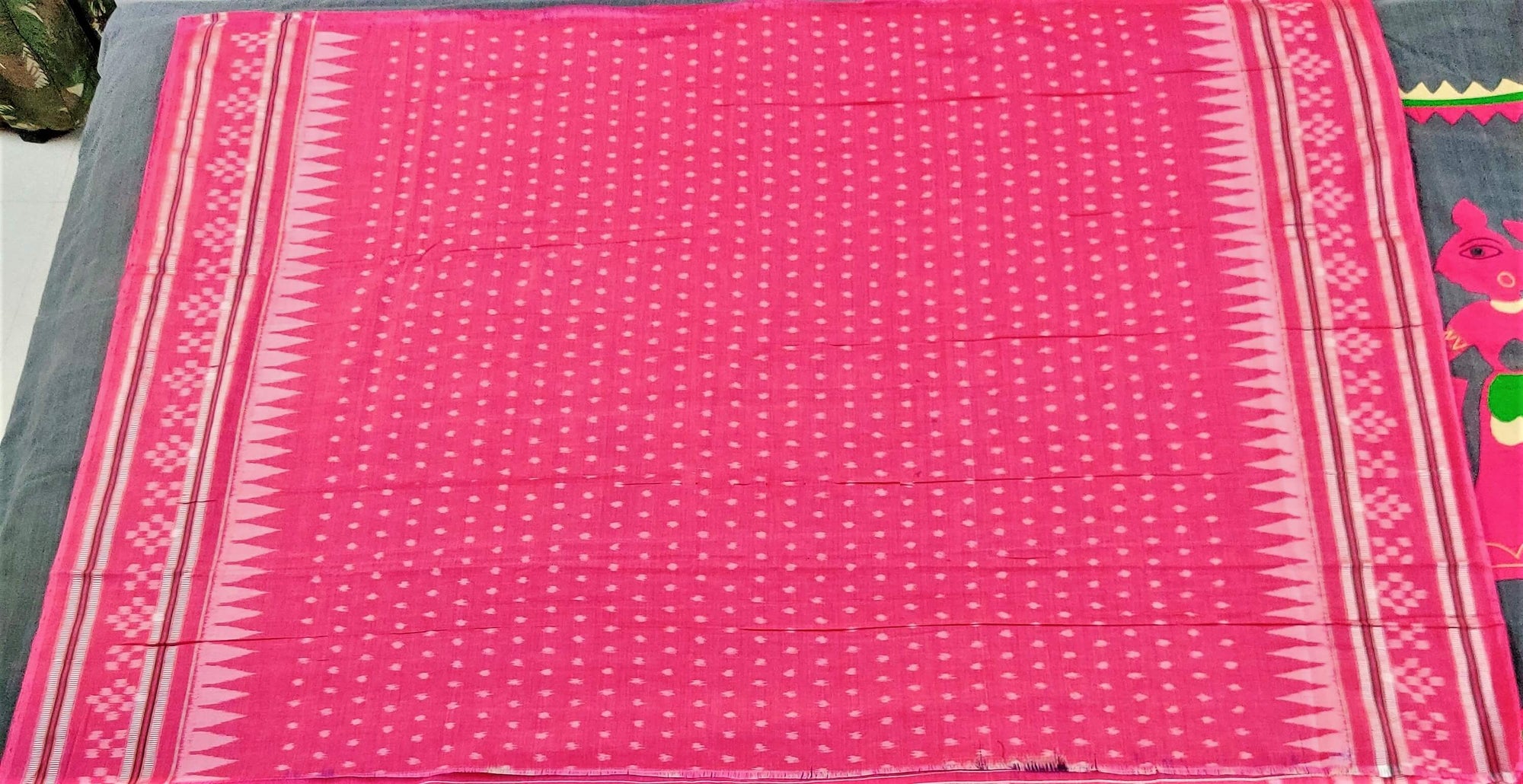 Grey and Pink Sambalpuri Cotton Saree