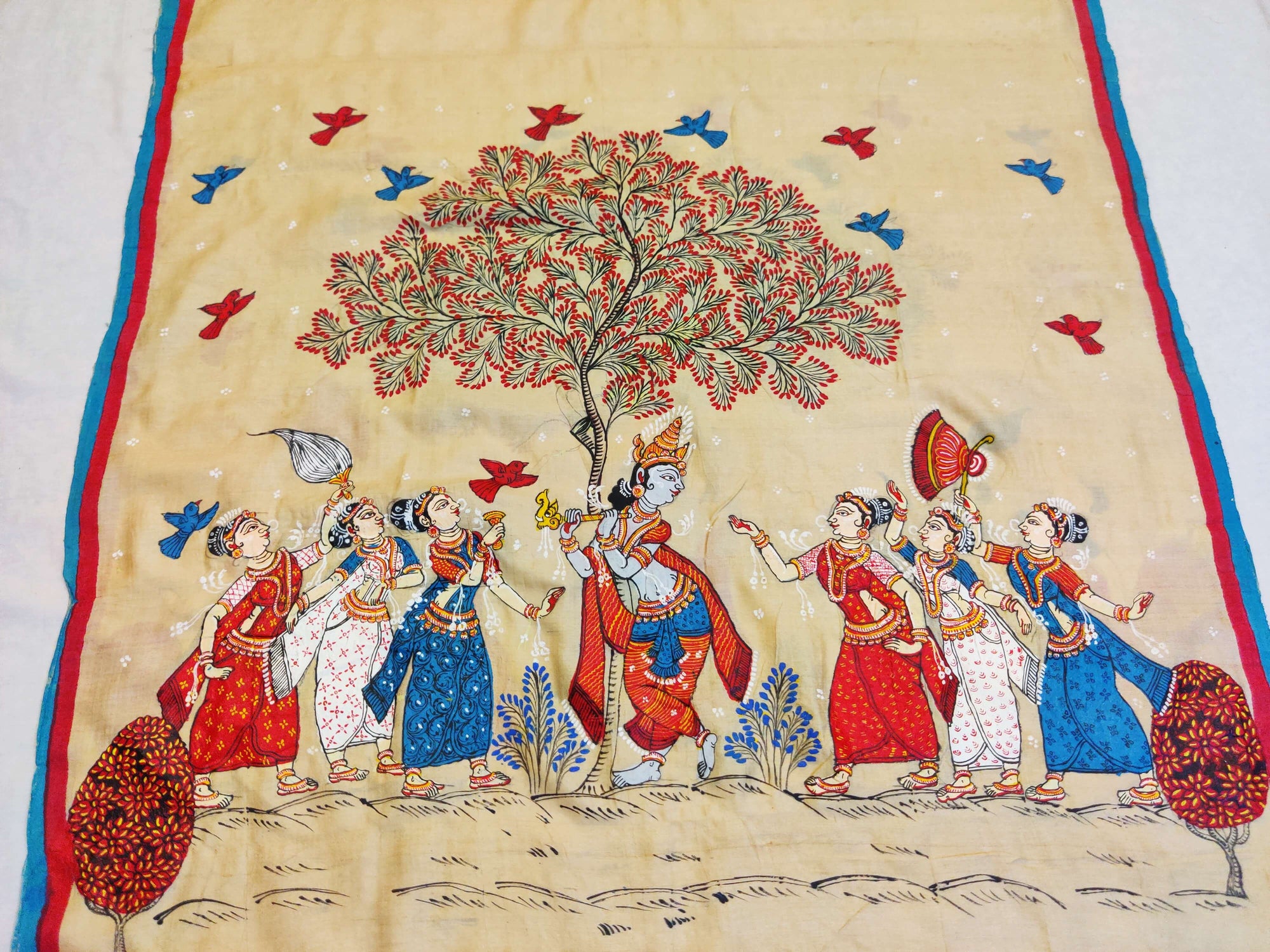 Beige Tussar Silk Dupatta with handpainted Pattachitra Motifs