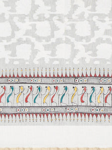 CraftsCollection.in - Offwhite Dupatta with handpainted tribal motifs