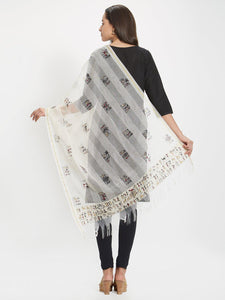 CraftsCollection.in - Off-White Dupatta with handpainted tribal motifs
