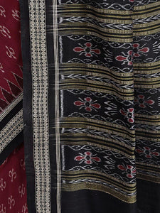 Maroon and Black Sambalpuri ikat Cotton Saree - Crafts Collection